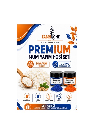 Premium Mum Yapım Hobi Seti - Soya Wax 250 Gr - 2'li Toz Mum Boyası Seti - Mavi, Turuncu Bkfabsw2502mt Karışık