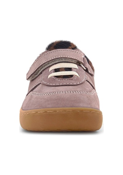 Rakerplus Bob Hakiki Deri Açık Kahve Desenli Barefoot Cırtlı Lastikli Bebek Sneaker Ayakkabı Kahverengi