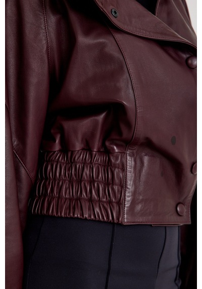 Oversize Bayan Deri Ceket Vb-15-bk-2808-24039 Bordo