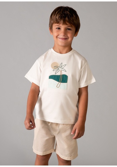 Mayoral Erkek Çocuk Şort Ve Tshirt Takım Krem