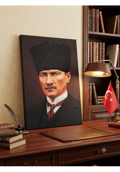 Tablo 40x60 60x90 Cm Orta Boy Ofis Ve Salon Hediyelik Duvar Aksesuarı Atatürk Siyah Beyaz