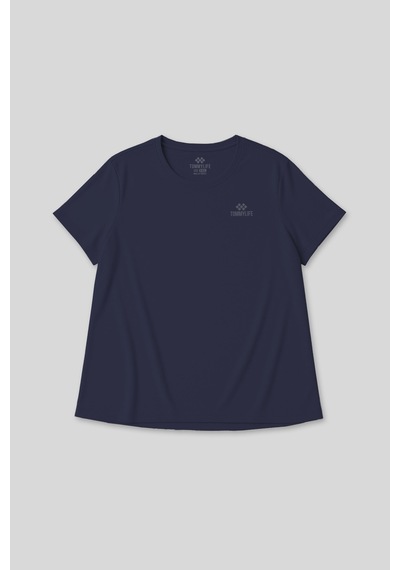 Tommylife Rahat Form 3lü Paket Siyah-indigo-koyu Gri Battal Kadın T-shirt - 97308 Mavi - Gri