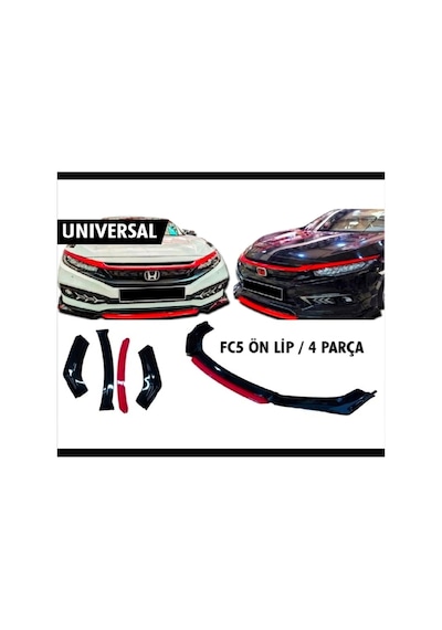 Ön Tampon Eki Universal Ön Lip Vw Transporter T5-t6-t7 Uyumlu Ön Karlık Siyah-kırmızı