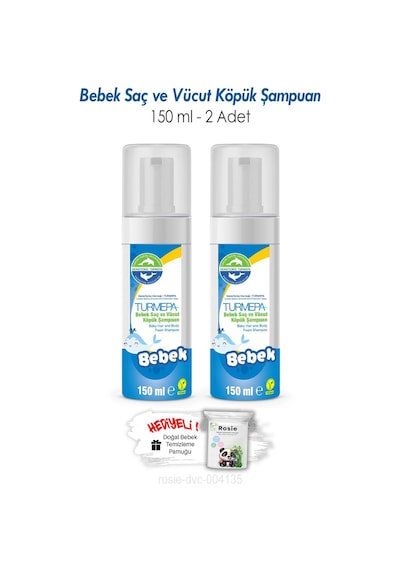 Turmepa Bebek Saç ve Vücut Köpük Şampuanı 150 ML x 2  + Rosıe Pamuk