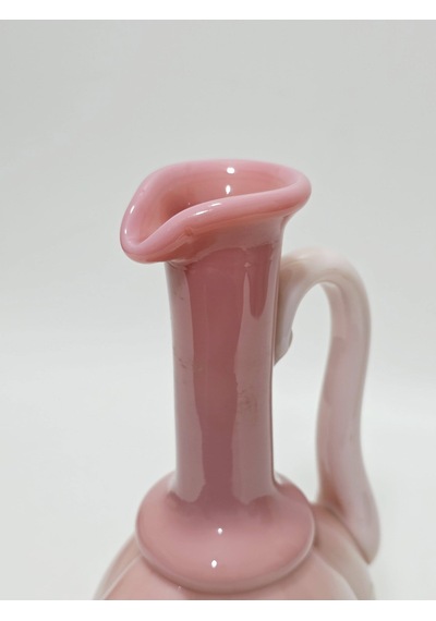 Çiçek Desenli El Yapımı Pembe Opalin Sürahi 35,5cm
