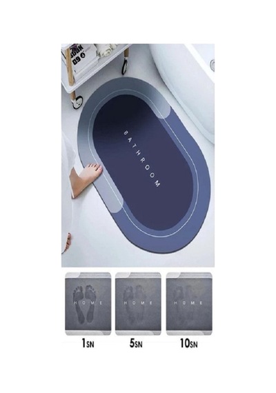 Buççin Online Mağaza Sihirli Su Emici Banyo Paspası Kaymaz Tabanlı Polyester Orta 6 - 12 Mm Mavi Çok Renkli