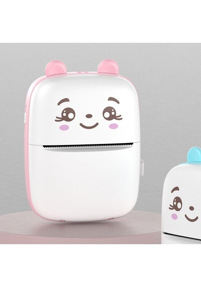 Homyl Mini Cep Yazıcısı Termal Yazıcı Etiketler Pembe-beyaz