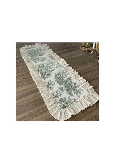 Fransız Soylusu Fırfırlı Vintage Yeşil Runner Belirtilmemiş