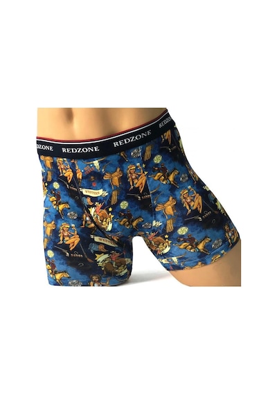 Western Desenli Dijital Baskılı Büyük Beden Likralı Boxer Western