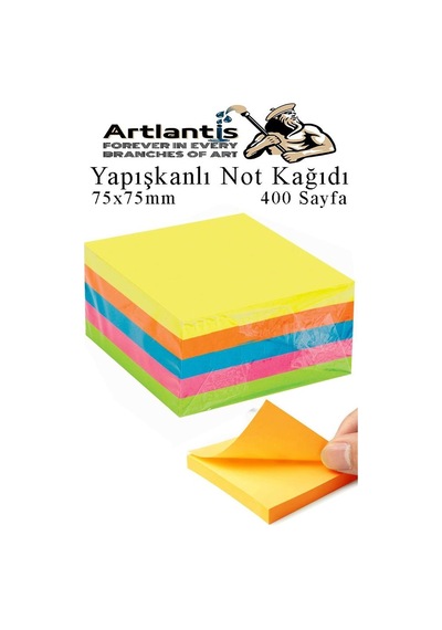 Yapışkanlı Not Kağıdı 5 Renk 400 Sayfa 1 Paket Küp Blok Yapışkanlı Postit 75x75 Mm Fosforlu Renkli