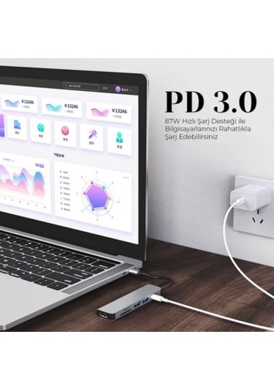 8in1 Usb Type-c Hub - Hdmı, Usb Ve Ethernet Portları İle