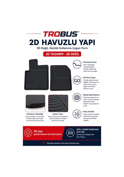 Trobus Opel Combo Panelvan 2023-2026 Dizel 2d Havuzlu Paspas 2 Parça