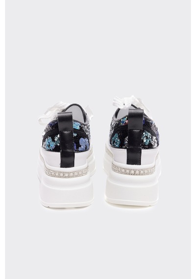 Derinet Yüksek Taban Kadın Sneaker Siyah Siyah