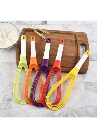 Silikon Saplı 2 Fonksiyonlu Çırpıcı - Düz Ve Balon Çırpıcı - Düz Yumurta Çevirme Balon Çırpma Siliko Diğer