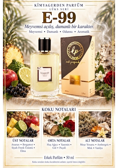 Kimyagerden E-99 Lüks %50 Esans Açık Parfüm Çeşitleri 50 ML