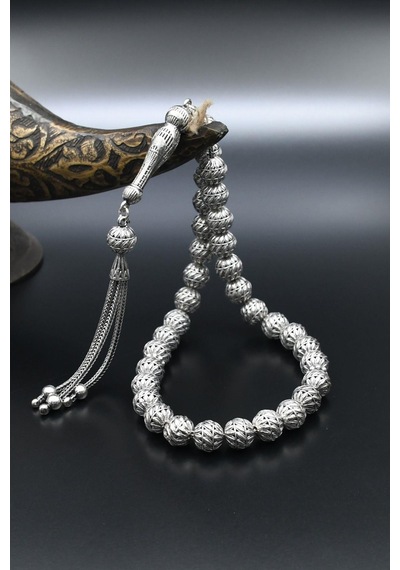 Erkek 925 Ayar Gümüş Tesbih Orta Boy -34 Gr- 901351 Gümüş