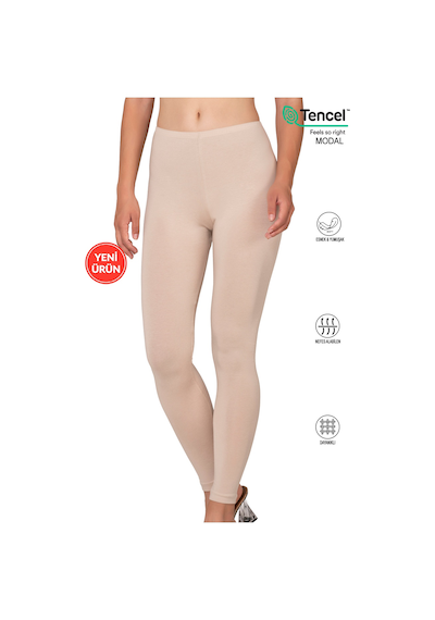 Özkan Underwear Özkan 27779 Kadın Premium Kumaş Modal Pamuklu Uzun Tayt Esnek Rahat Yumuşak Taş