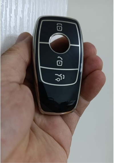 Mercedes Benz 4 Buton 2017-2020 Arası Fbs4 Tip Smart Nano Anahtar Kılıfı Siyah Gümüş Renk