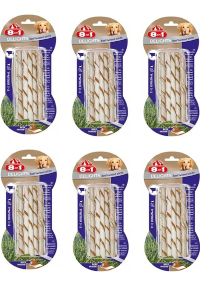 8in1 Delights Beef Twisted Sticks Biftekli Burgu Köpek Ödülü 55 Gr. X 6 Paket