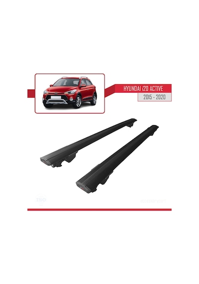 Hyundai İ20 Active 2015-2020 Arası İle Uyumlu Hook Model Anahtar Kilitli Ara Atkı Tavan Barı Siyah