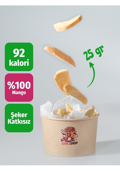 Mango Kuru Meyve Cipsi Dondurularak Kurutulmuş Freeze Dried Mango %100 Doğal Glutensiz Atıştırmalık 25g 25 G
