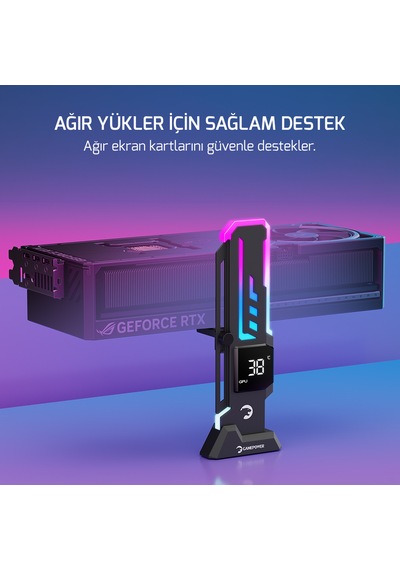 Gamepower Heatsync V2 Argb Dikey Ekran Kartı Tutucu Siyah