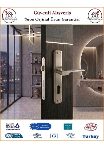 Trendhomm Sedir Aynalı - Nikel Saten - Yale Dış Çelik Kapı Kolu