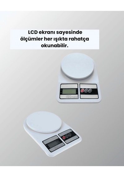 Dijital Mutfak Terazisi, 10 Kg, 1 Gram, Çift Ölçü Birimli Çok Renkli