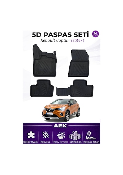 Renault Captur 2019+ Araca Özel Havuzlu "karbon" Paspas Takımı