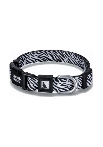 Swissplus Urban Paws Zebra Noir Recycled Köpek Tasması - 25 Mm Beyaz - Siyah