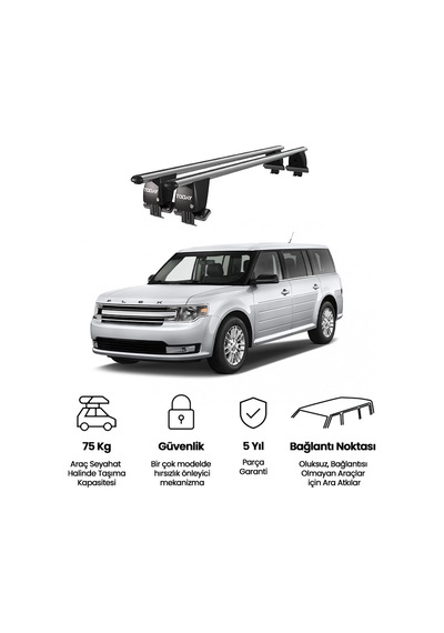 Royal Ford Flex 2013 Ve Sonrası Uyumlu Gri Ara Atkı Port Bagaj Tavan Barı