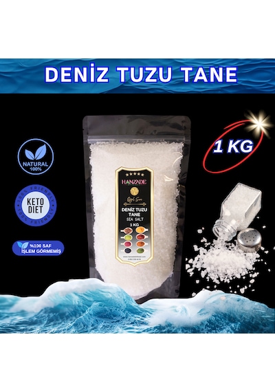 Hanzade Bitkisel Saf Deniz Tuzu Tane Granül İyot İlavesiz 1 KG