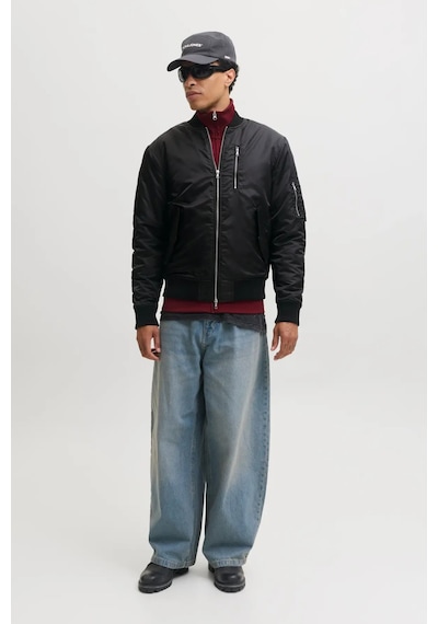 Jack & Jones Erkek Jcotrace Su İtici Bomber Ceket 12301762 Siyah