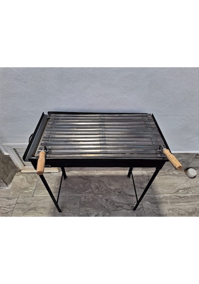 İklim Demir Mangal Barbekü Oluklu Izgara Portatif Ayaklar 40 x 70 CM