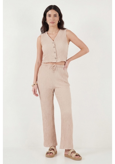 Lela Regular Fit V Yaka Yelek-pantolon Gofre Takım Bayan Takım 5866484 Vizon Lela Regular Fit V Yaka Yelek-pantolon Gofre Takım Bayan Takım 5866484 Vizon