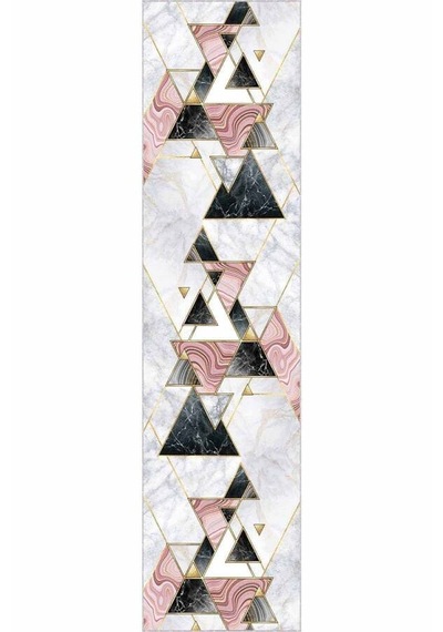 Pembe Gold Kaymaz Geometrik Özel Ölçü Rulo Yolluk Ar451n11 Gold - Pembe
