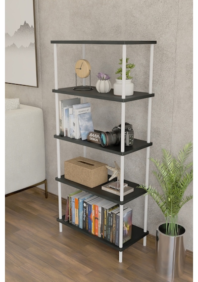 5 Raflı Modern Metal Gövdeli Kitaplık Çevir-tak Kolay Kurulum Çalışma Odası, Salon, Ofis Kullanımı Antrasit 5 Raflı Modern Metal Gövdeli Kitaplık Çevir-tak Kolay Kurulum Çalışma Odası, Salon, Ofis Kullanımı Antrasit