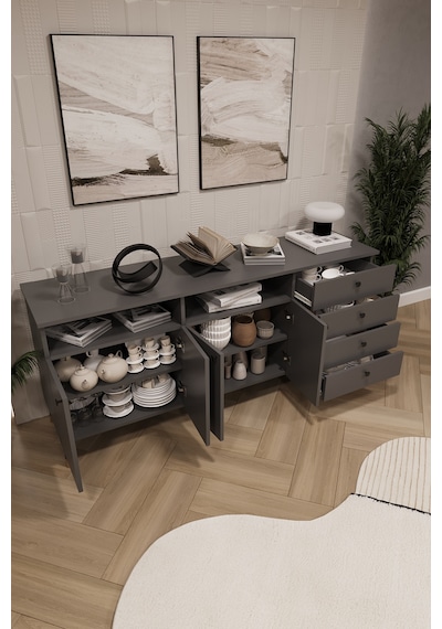 Asra Trend Lüks Konsol Tv Ünitesi %100 Mdf Salon Ve Yemek Odası Ünitesi Knsl06 Koyu Gri