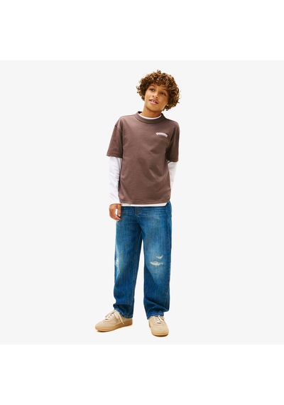 Tommy Hilfiger Puff Print Graphic Çocuk Kahverengi T-shirt Kb0kb10053 Kahverengi