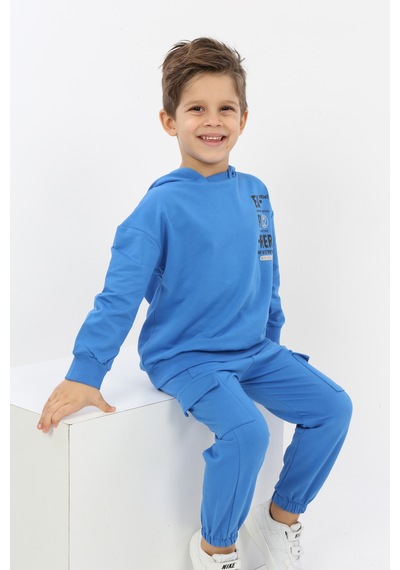 Toontoy Kids Toontoy Erkek Çocuk Explorer Baskılı Eşofman Takım Saks Mavisi