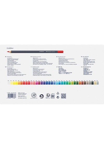 Faber-Castell Goldfaber Kuru Boya Kalemi, 36 Renk, Solmaya Dayanıklı Pigment, Yumuşak ve Canlı Renkler