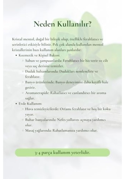 Ayrex Saf Kristal Mentol 40 Gr Sauna, Difüzör, Buhar Banyo, Kozmetik, Aromaterapi Doğal Ferahlatıcı Mentol
