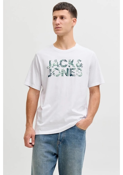 Jack & Jones Erkek Jjejeff Bisiklet Yaka %100 Pamuk T-shirt 12288536 Beyaz Beyaz