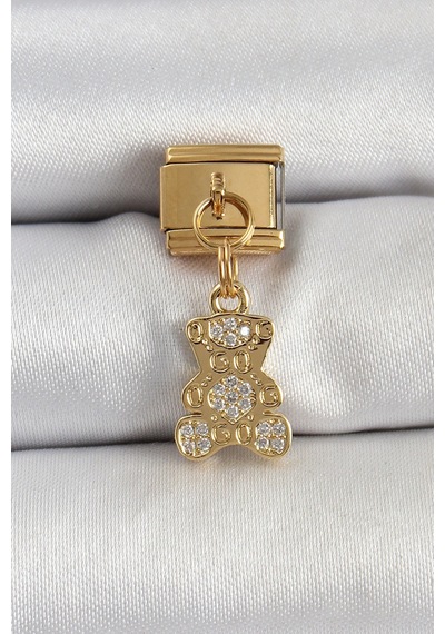 316l Çelik Sallantılı Zirkon Taşlı Ayıcık Model Gold Renk Nomination Charm Diğer 35398041