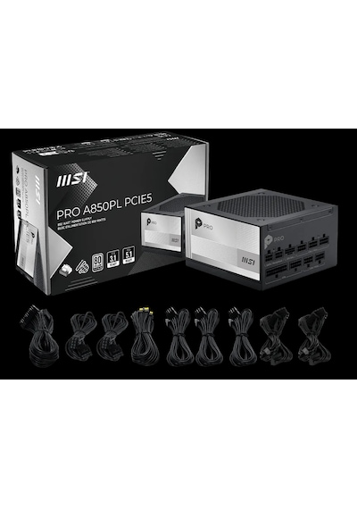 Msı Psu Pro A850pl Pcıe5 850w 80+ Platınıum Atx 3.1 Pcıe 5.1 Power Supply