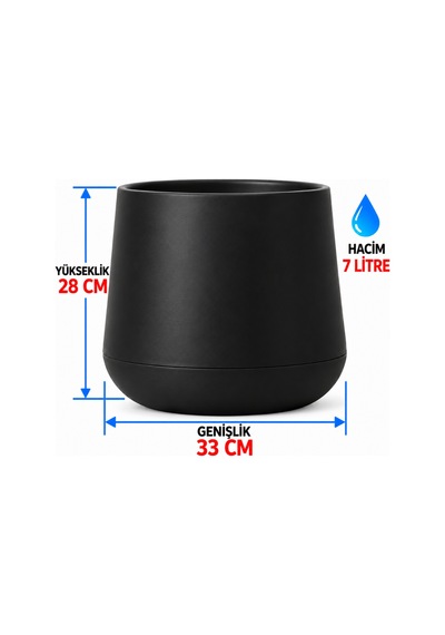 So-atl04 Atlas Dekoratif Plastik Modern Saksı 7 Lt Siyah 3 Adet