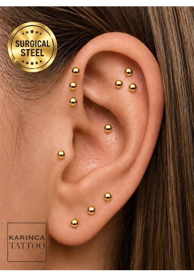Labret Piercing Stud Cerrahi Çelik Tragus Conch Helix Dudak çok renkli