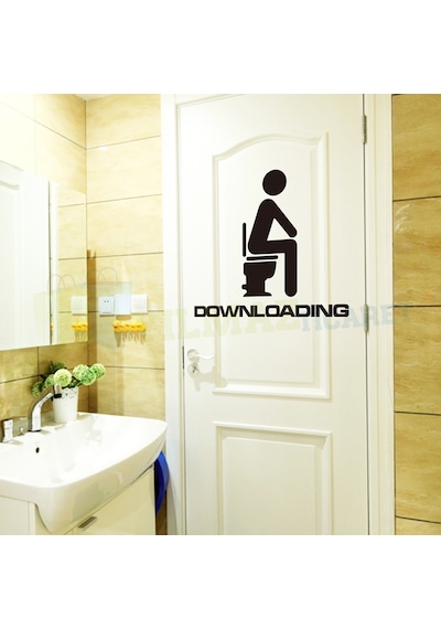 Yılmazetic Downloading Wc Klozet Yapıştırma Banyo Sticker 40 x 35 CM