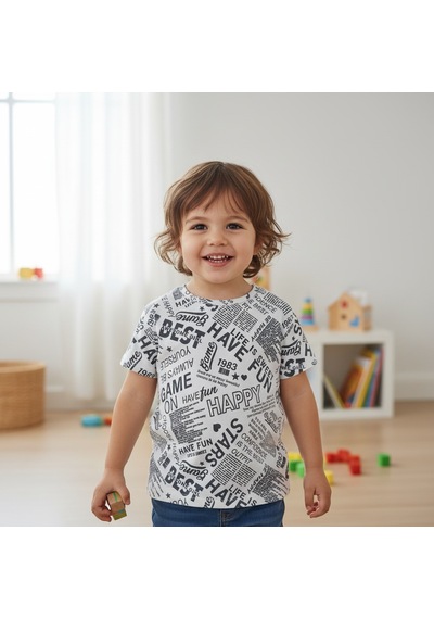 Bonbon Çocuk Beyaz Baskılı Tshirt Cb1023