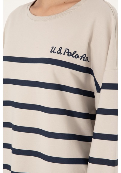 U.S. Polo Assn. Kadın Taş Çizgili Bisiklet Yaka Sweatshirt 50297279-VR049 U.S. Polo Assn. Kadın Taş Çizgili Bisiklet Yaka Sweatshirt 50297279-VR049